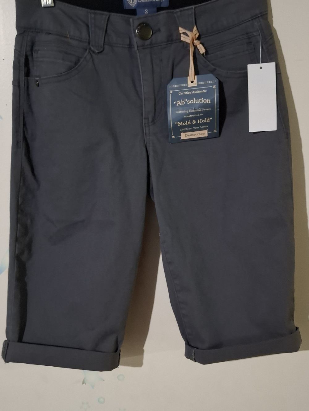 Democracy Charcoal Gray Flat Front Shorts NWT
